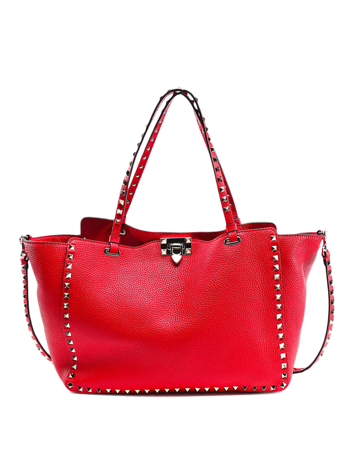 Totes bags Valentino Garavani - Bright red Rockstud medium tote -  SW2B0970VSFJU5
