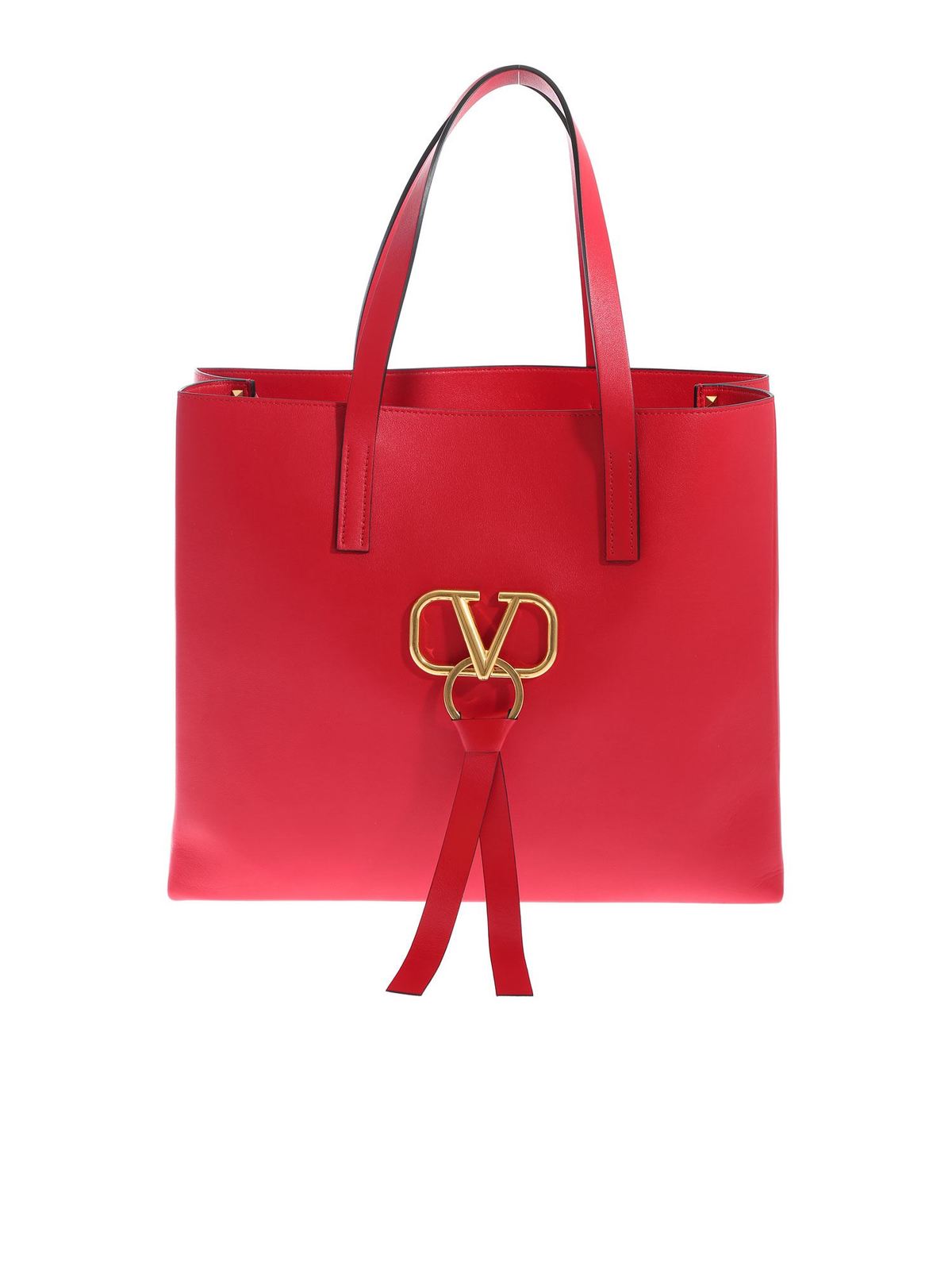 Valentino Garavani - VRing Black & Red Leather Medium Shoulder Bag