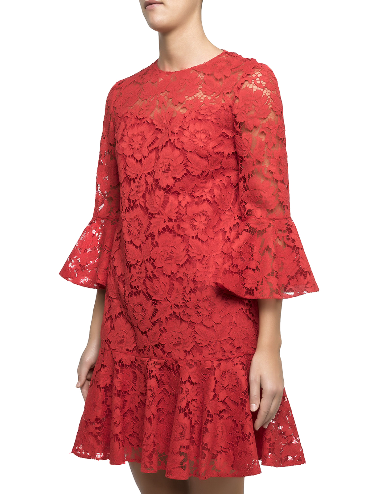 Valentino Garavani Heavy Lace bell sleeve short dress|MB3VAAX11EC157 Valentino Garavani Heavy Lace bell sleeve short dress|MB3VAAX11EC157