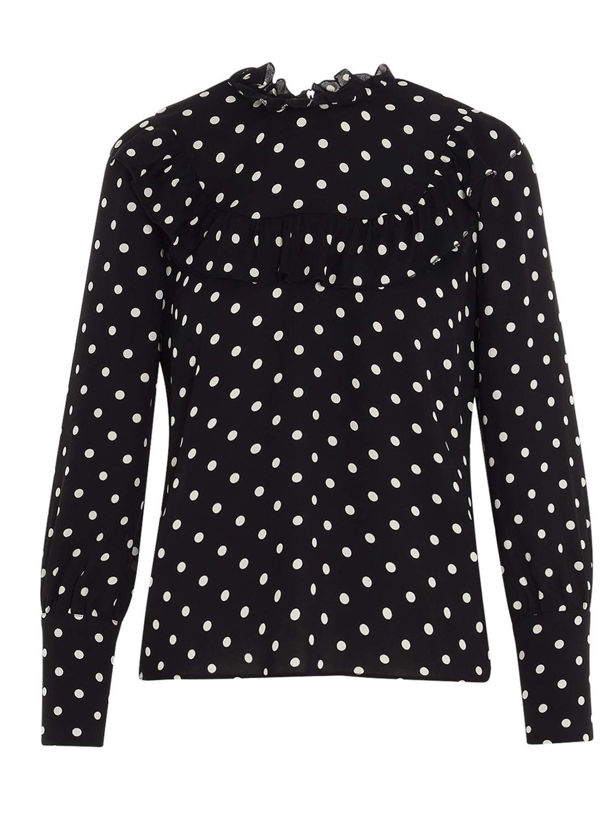 Halo Polka Dot Ruffled Sleeve V Neck Blouse main image 1