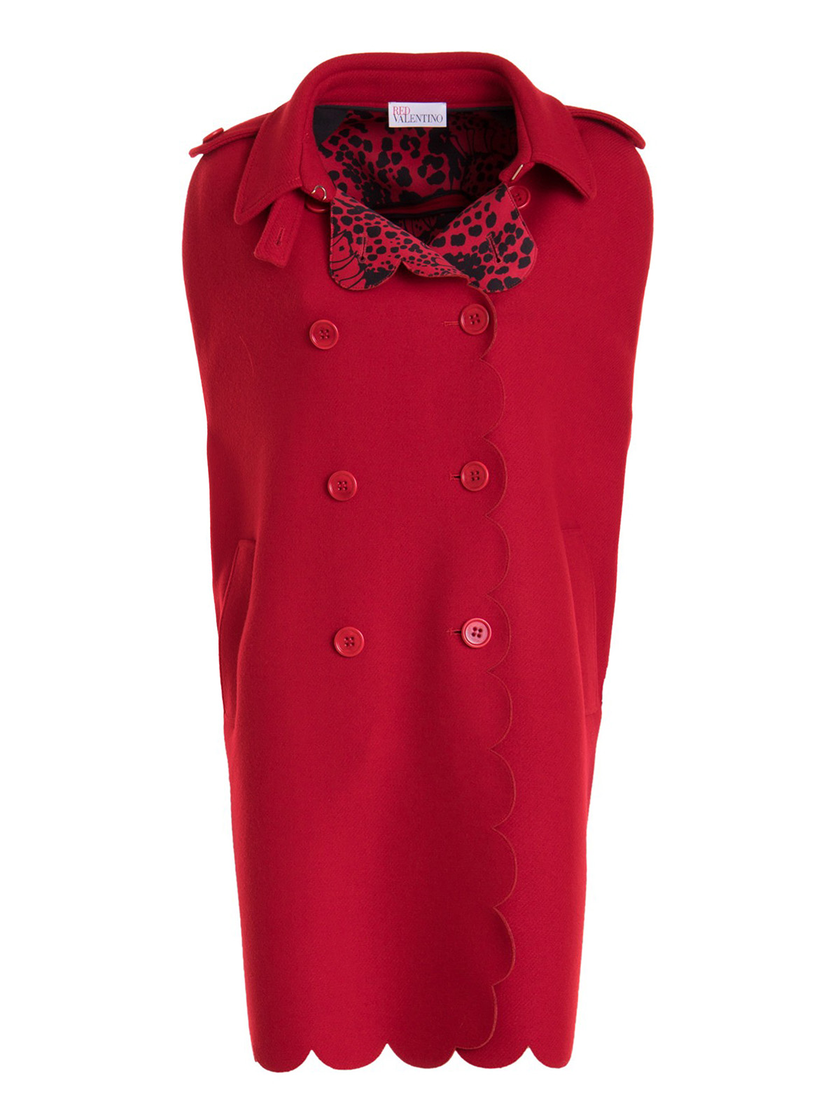 Valentino Red Scalloped trim cloth cape - Red | UR3CG02057J38Z