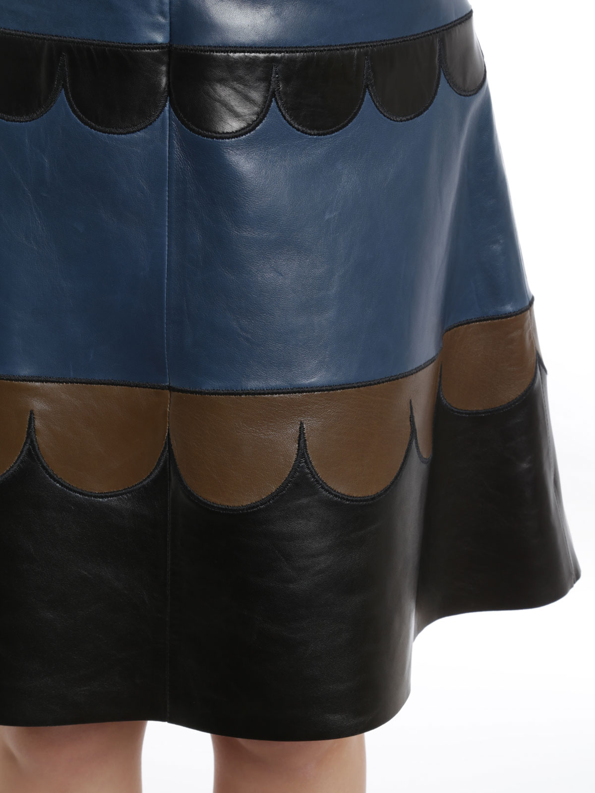 Leather Valentino Red - Geometric intarsia skirt - JR3NI00H1RQONB