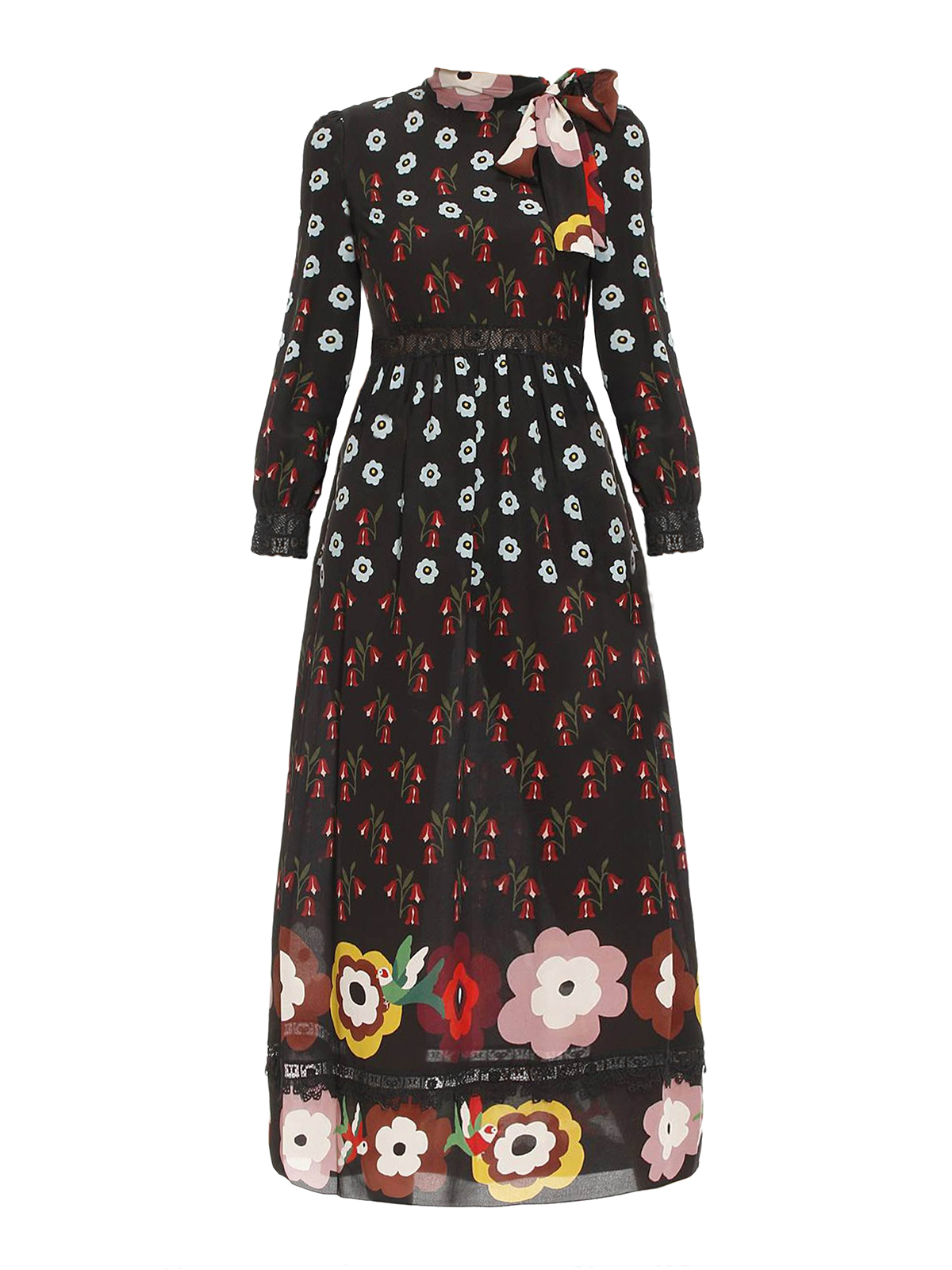 the navy round neck polka dot cutout midi dress Self-Portrait - Navy Bandeau Polka Dot Satin Midi Dress