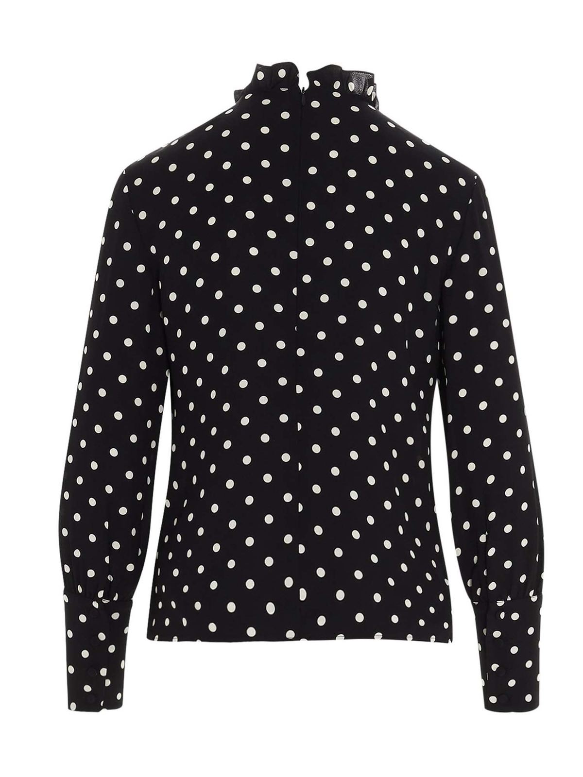 Halo Polka Dot Ruffled Sleeve V Neck Blouse