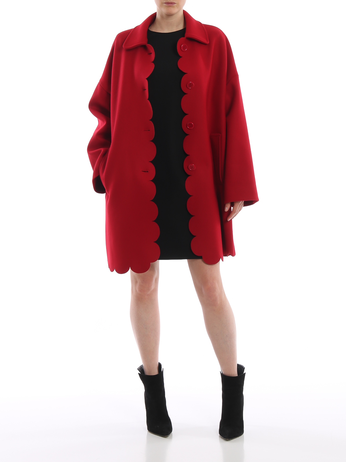 Knee length coats Valentino - deep red blend coat - SR3CAA75497D05