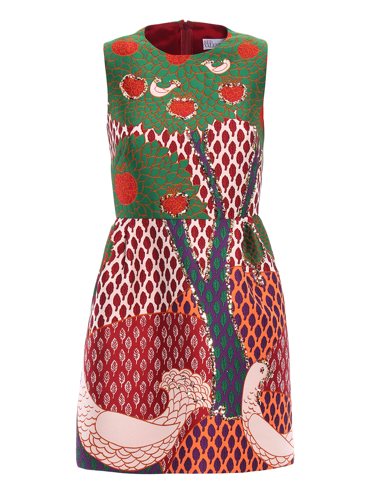 Valentino Red Fantasy Landscape jacquard dress|MR3VA4052R7AR0