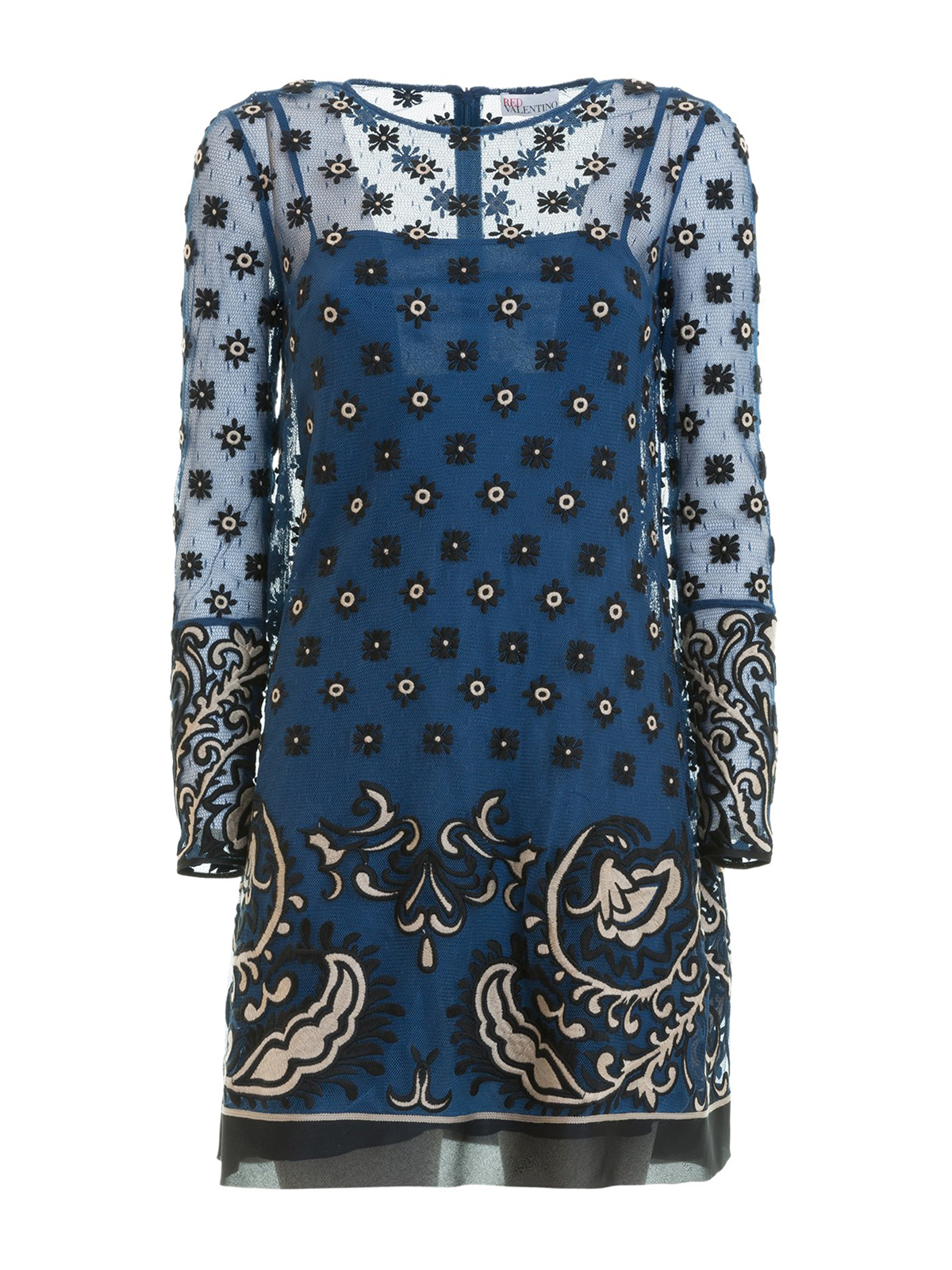 Valentino Red Layered point d'esprit mini dress | PR0VA09G3QFAK8
