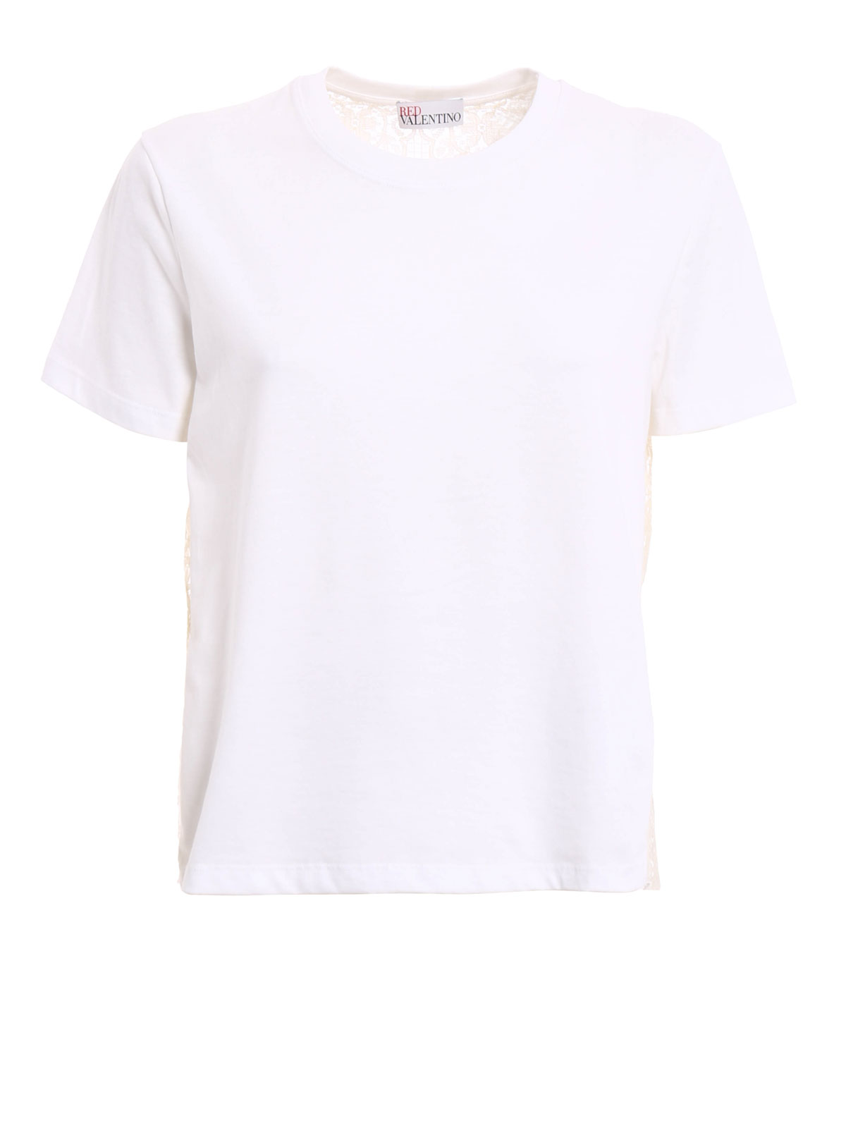 Valentino Red Lace and cotton t-shirt - White|KR0MG03L2C40BO