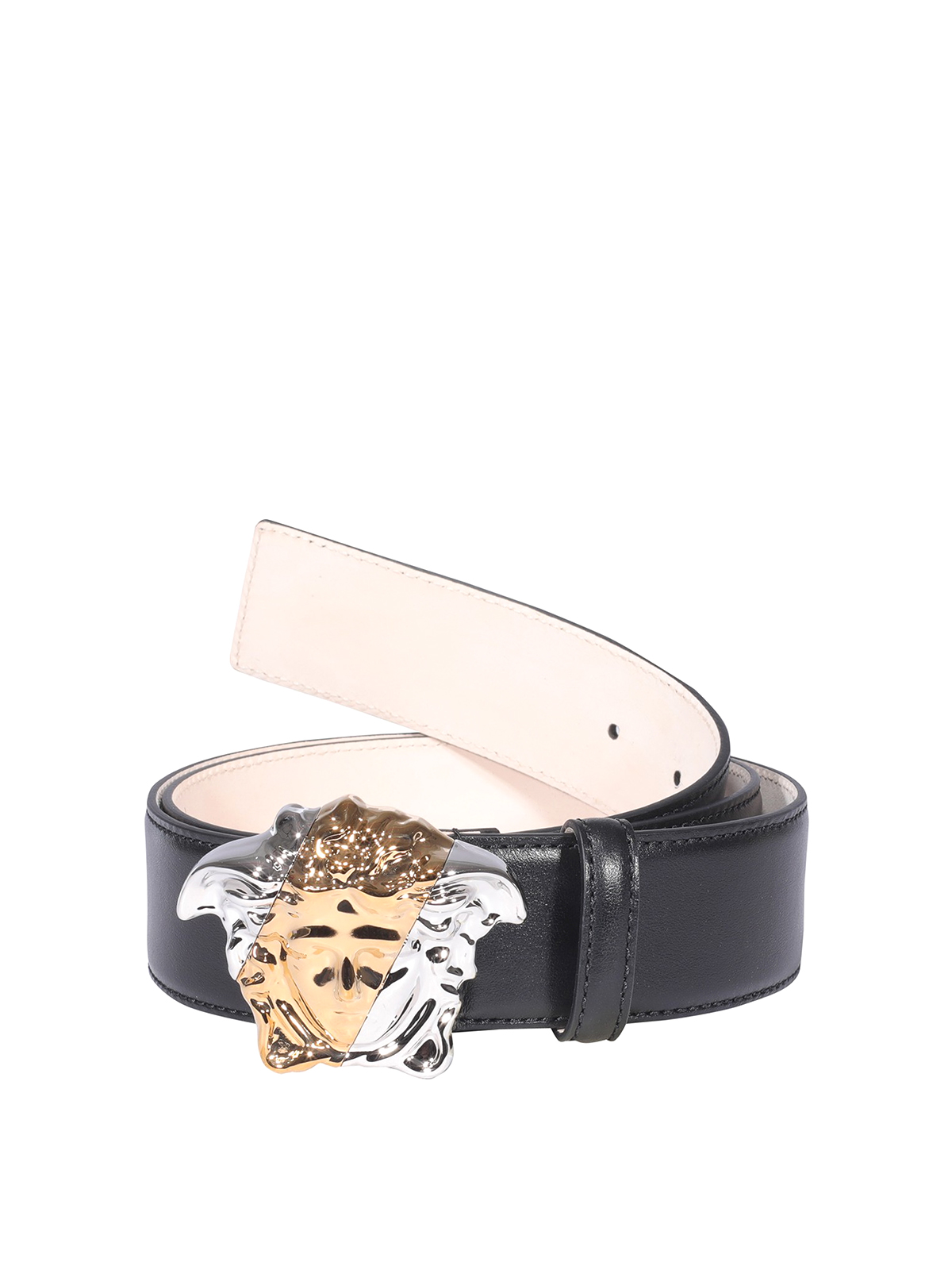 Versace Palazzo Belt with Medusa Buckle Gold-Tone Black