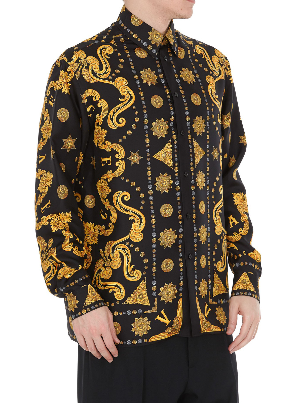 Versace Baroque print silk shirt - Black - Men