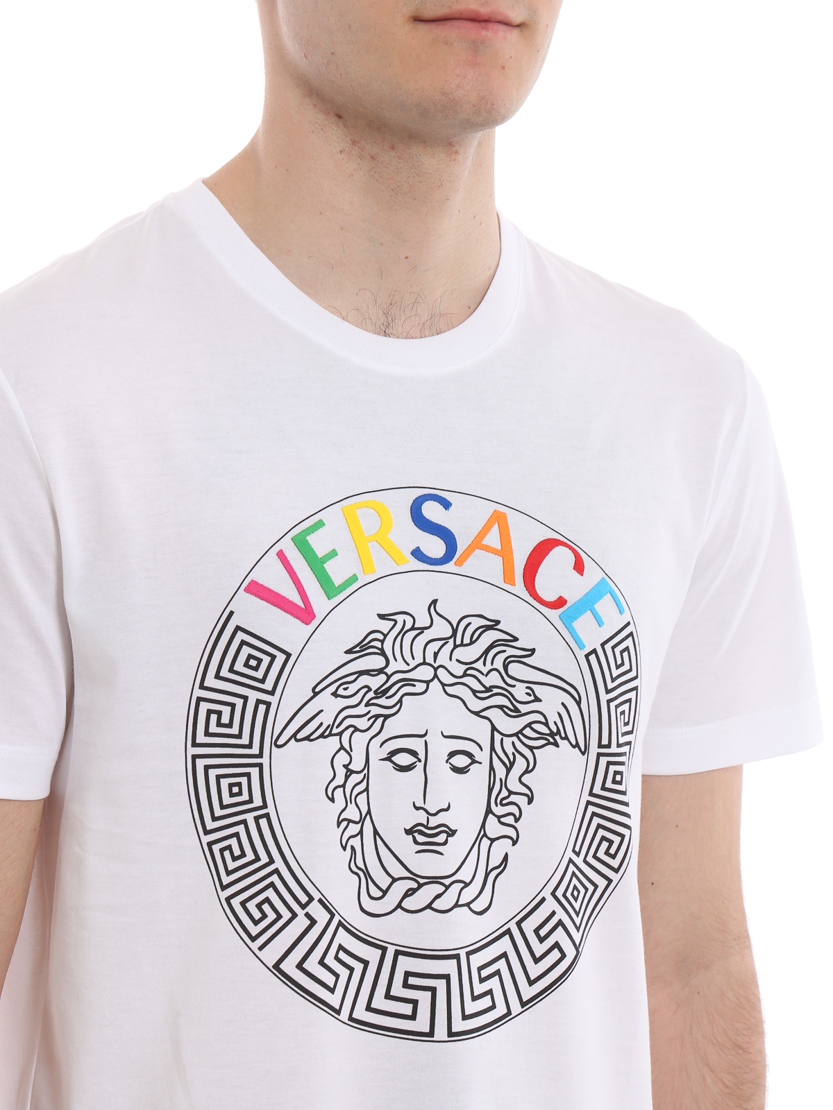 【VERSACE】Logo Print Cotton Jersey Women's T-shirt 26636408_56753832_600.jpg