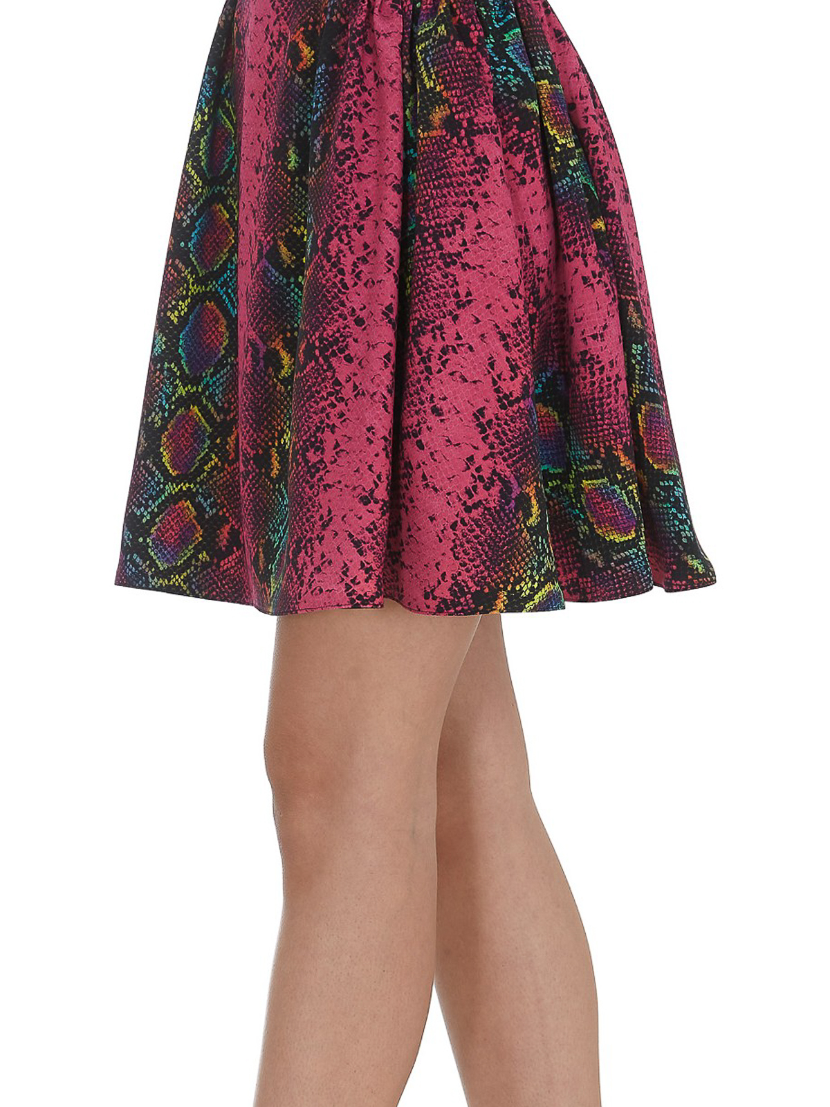 Shop Versace Multicolour Snake Print Skirt In Fucsia
