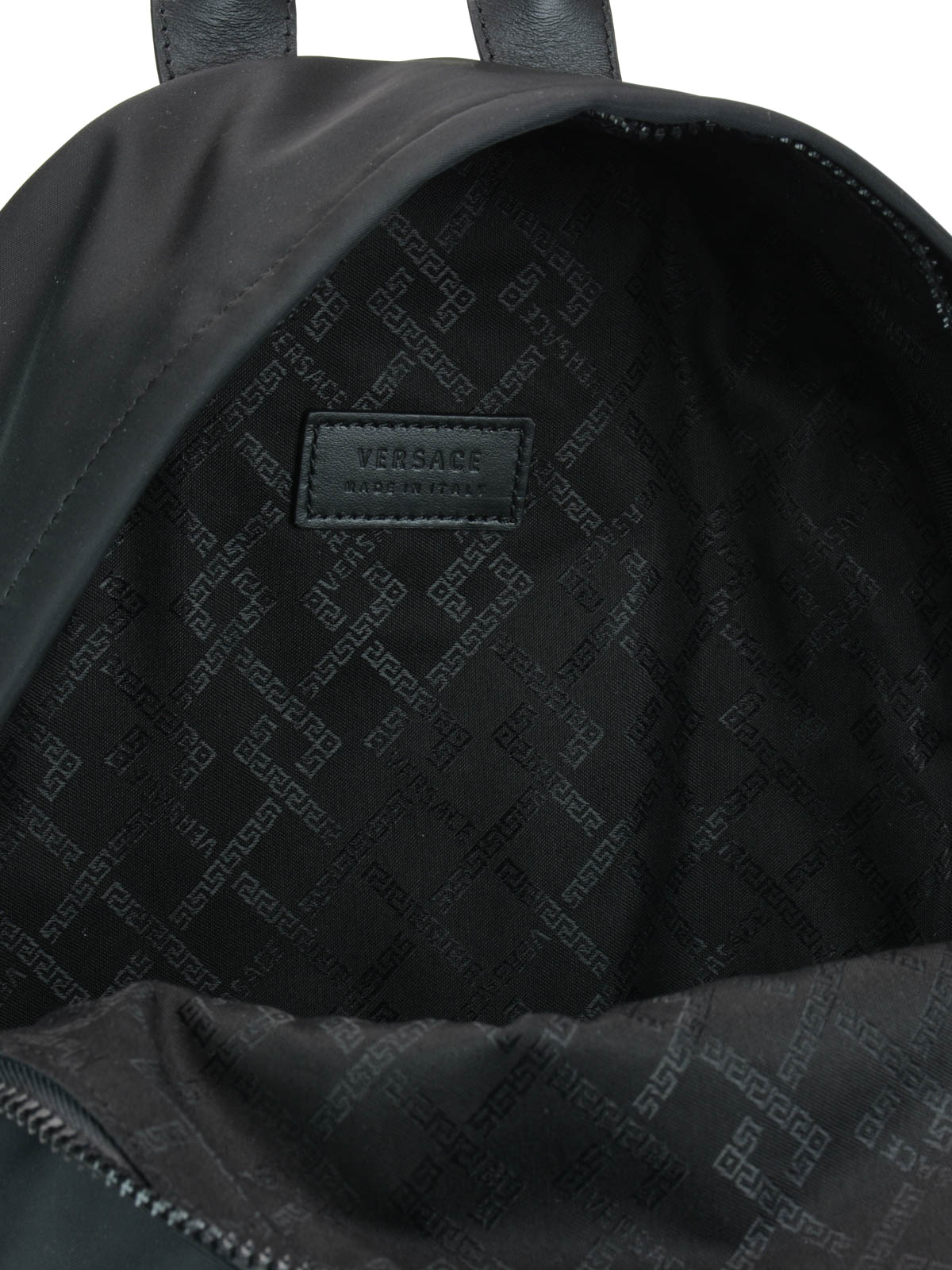 VERSACE Baroque Print Nylon Medusa Backpack Bag Black