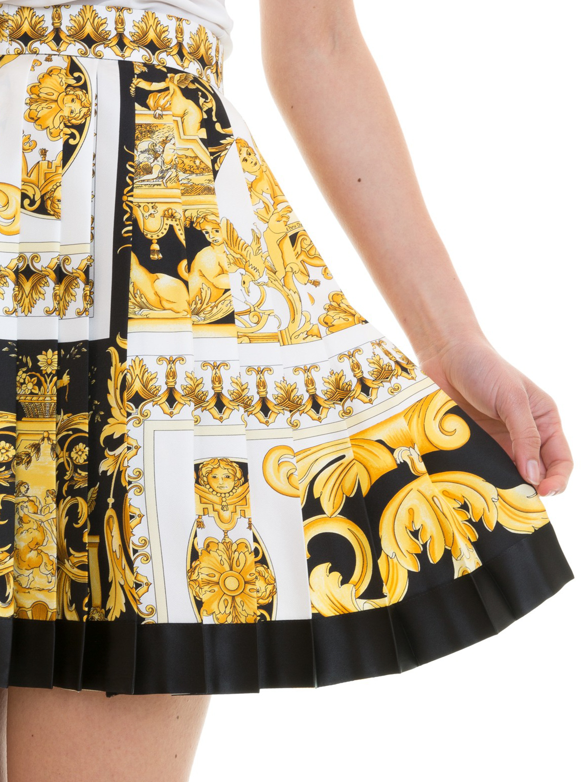 ミニスカート VERSACE Women Mini Skirts 10008291A04236 5B000 GOLD Versace Barocco Print Miniskirt | italist