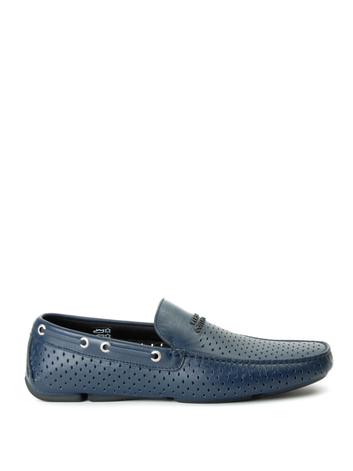 blue versace dress shoes Versace Men's 100% Suede Leather Blue Driver Moccasin Slip On Loafers Shoes