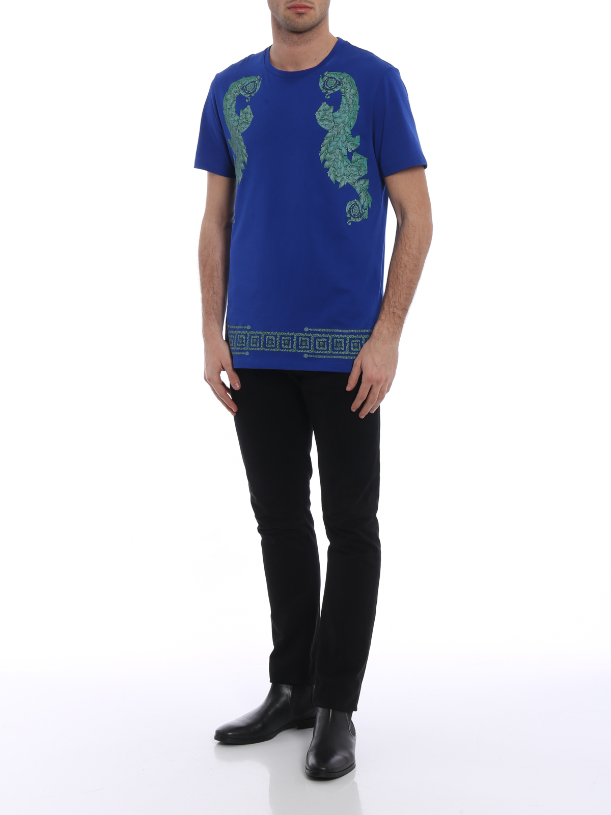 T-shirts Versace - Printed royal blue Tee - V800683VJ00475V7089