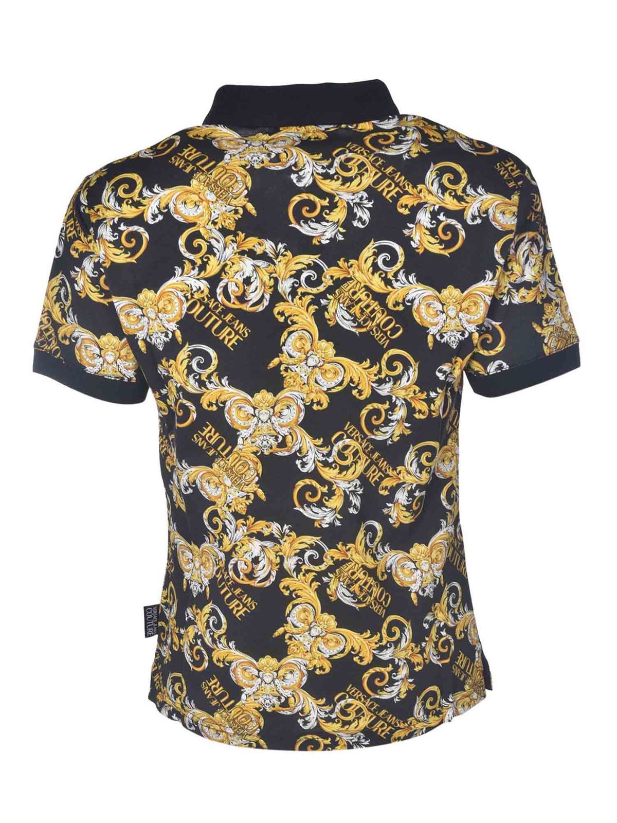 Versace Jeans Couture Polo shirt with Baroque logo in black