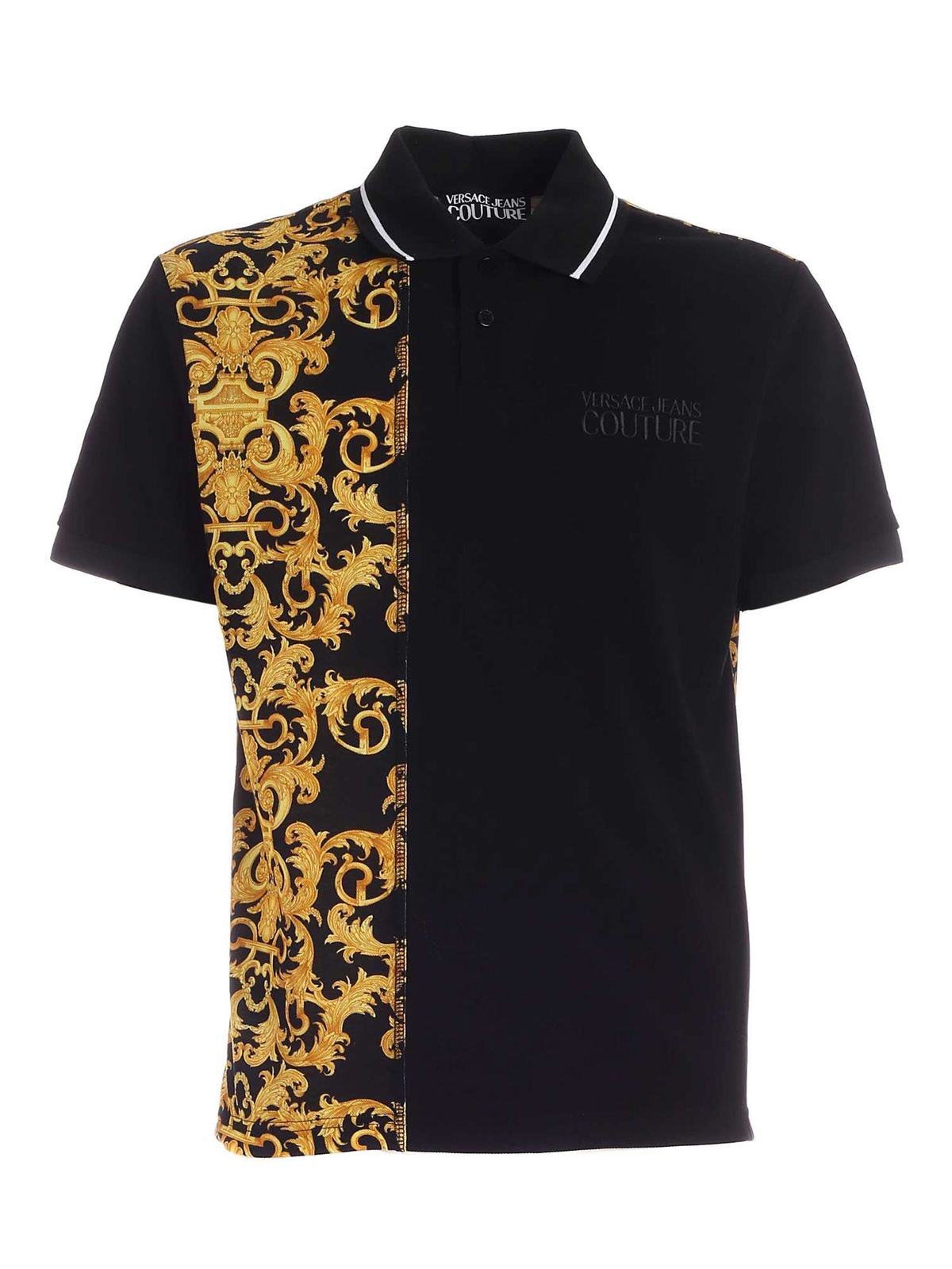 Versace Jeans Couture Baroque logo polo shirt in black