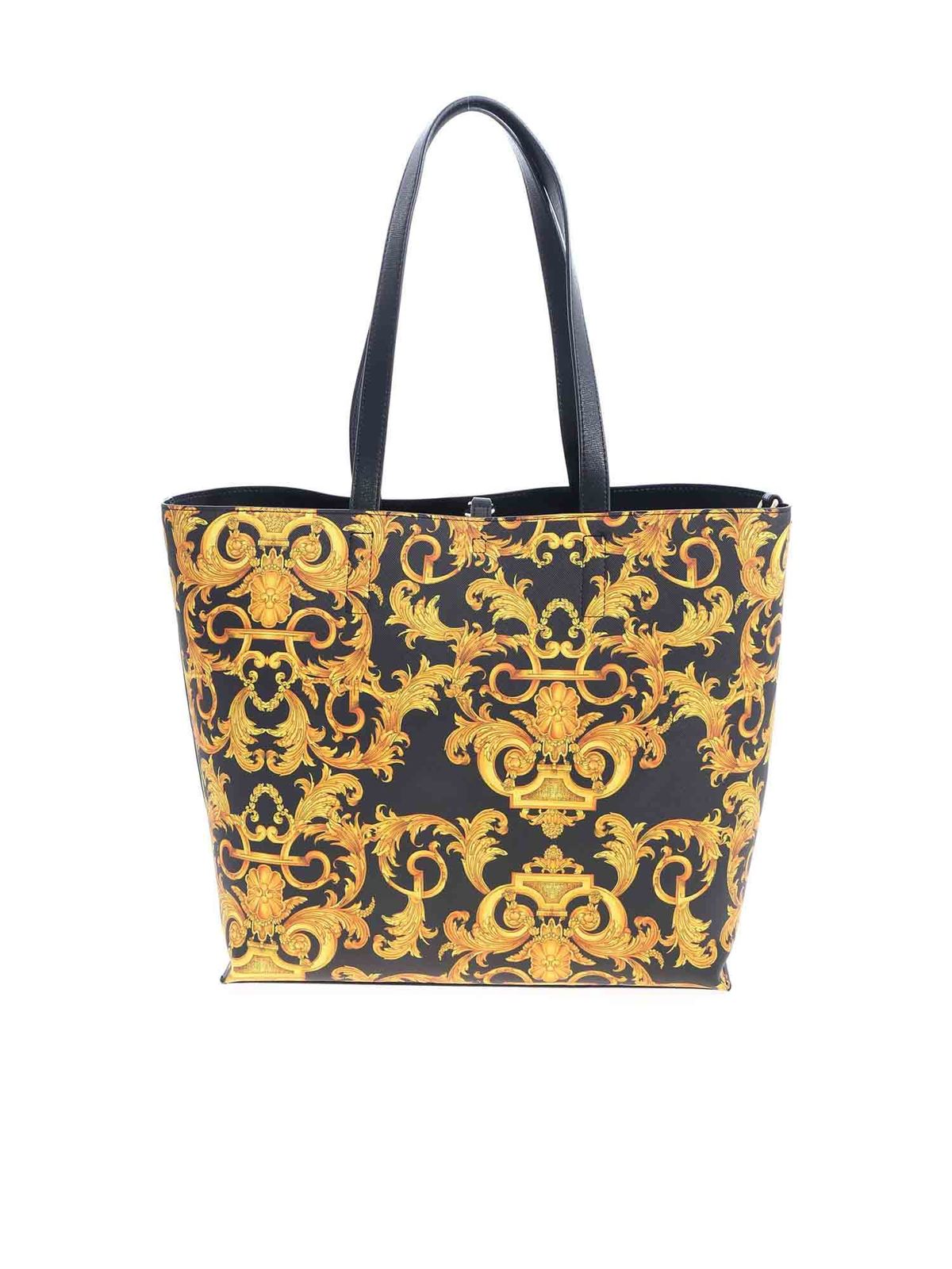 Versace Jeans Couture logo-print Faux-Leather Tote Bag - Black