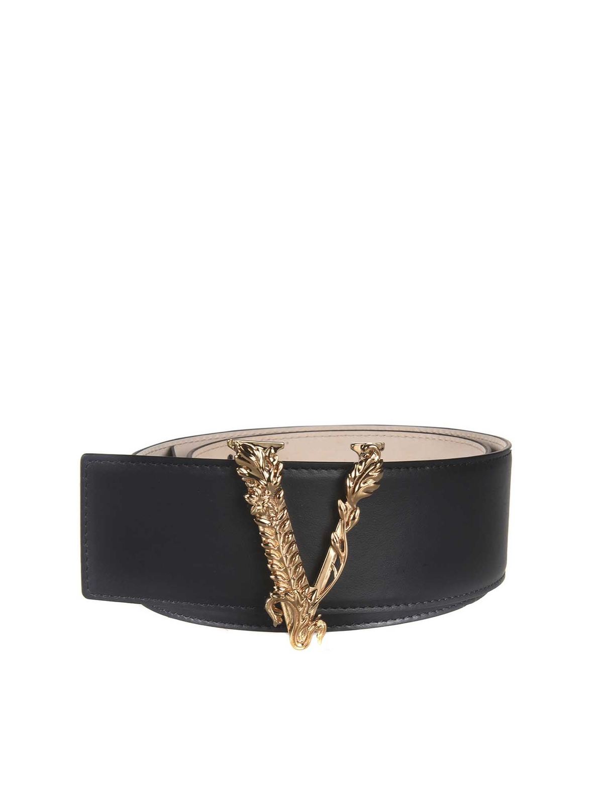 Versace Virtus logo belt in black - Black|DCDH223DV3TK41OT