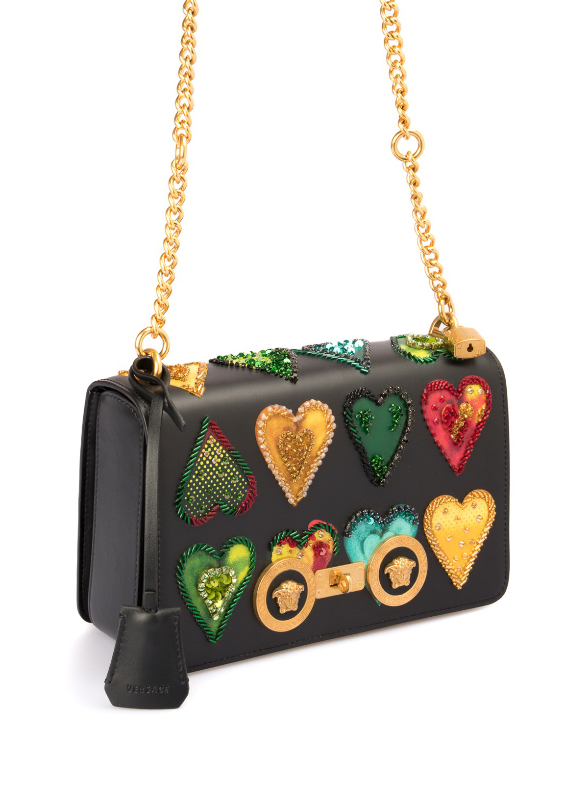 Versace Hearts detailed leather bag - Black | DBFG303DVRHRDNMOT