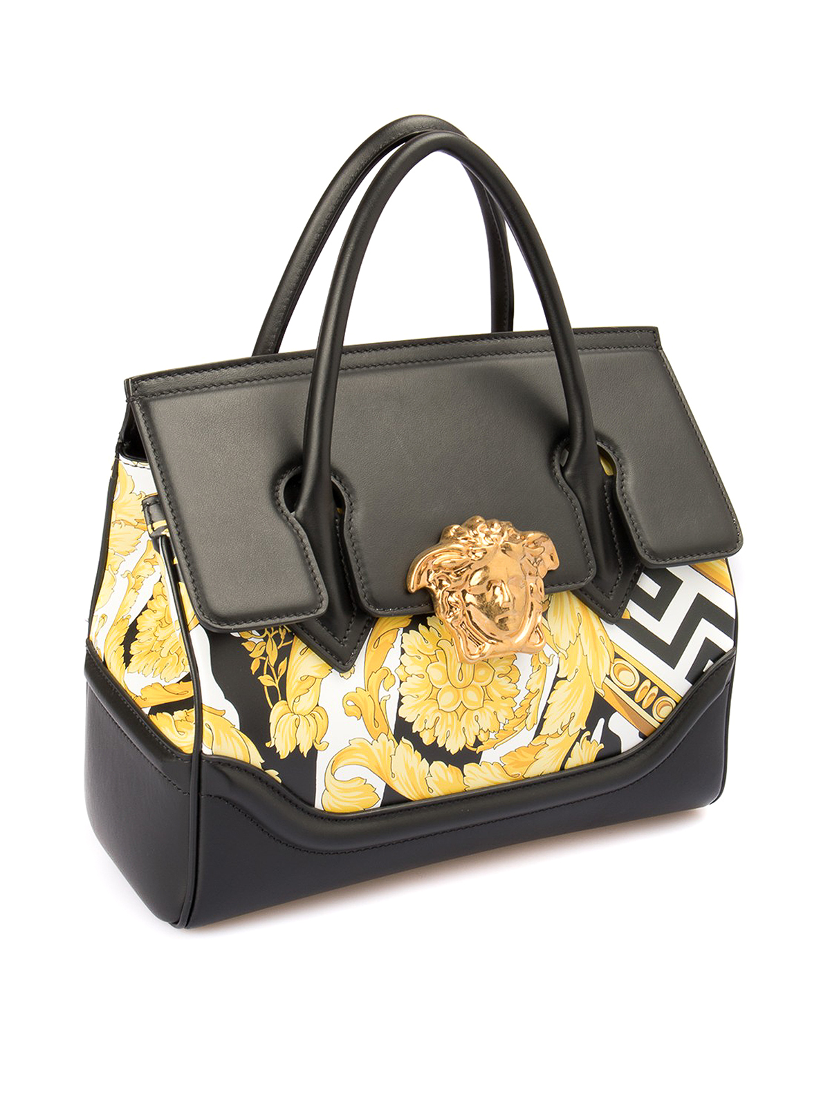 NEW Versace Black and Gold Baroque Printed Tote Bag with Medusa