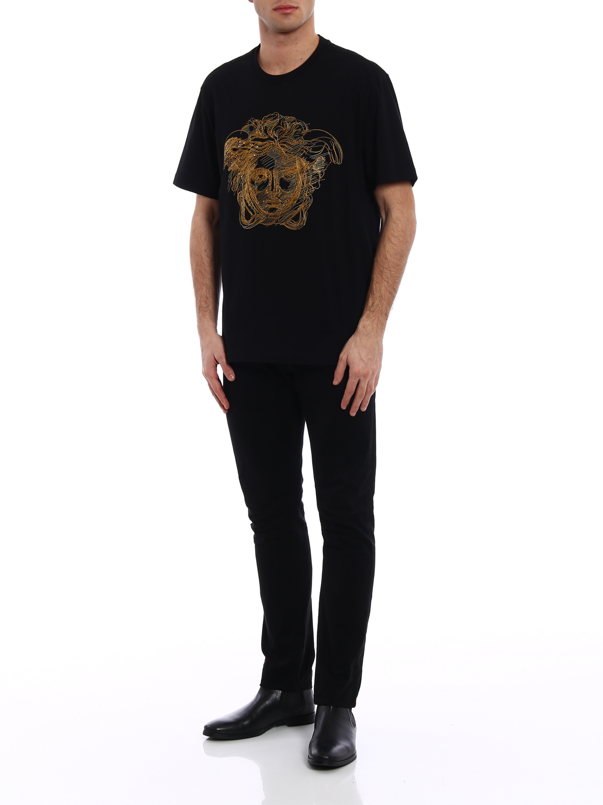 k　VERSACE collection メデューサ　ゴールド　Tシャツ Versace Collection T-Shirt // Black + Gold (M) - Versace