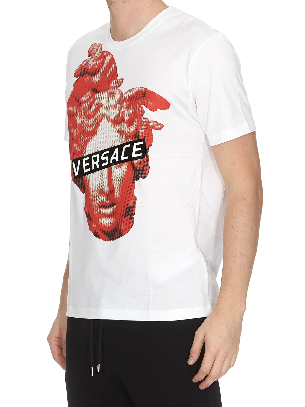 ansvar flugt Vanære T-shirts Versace - Printed white cotton T-shirt - A81970A224589A001