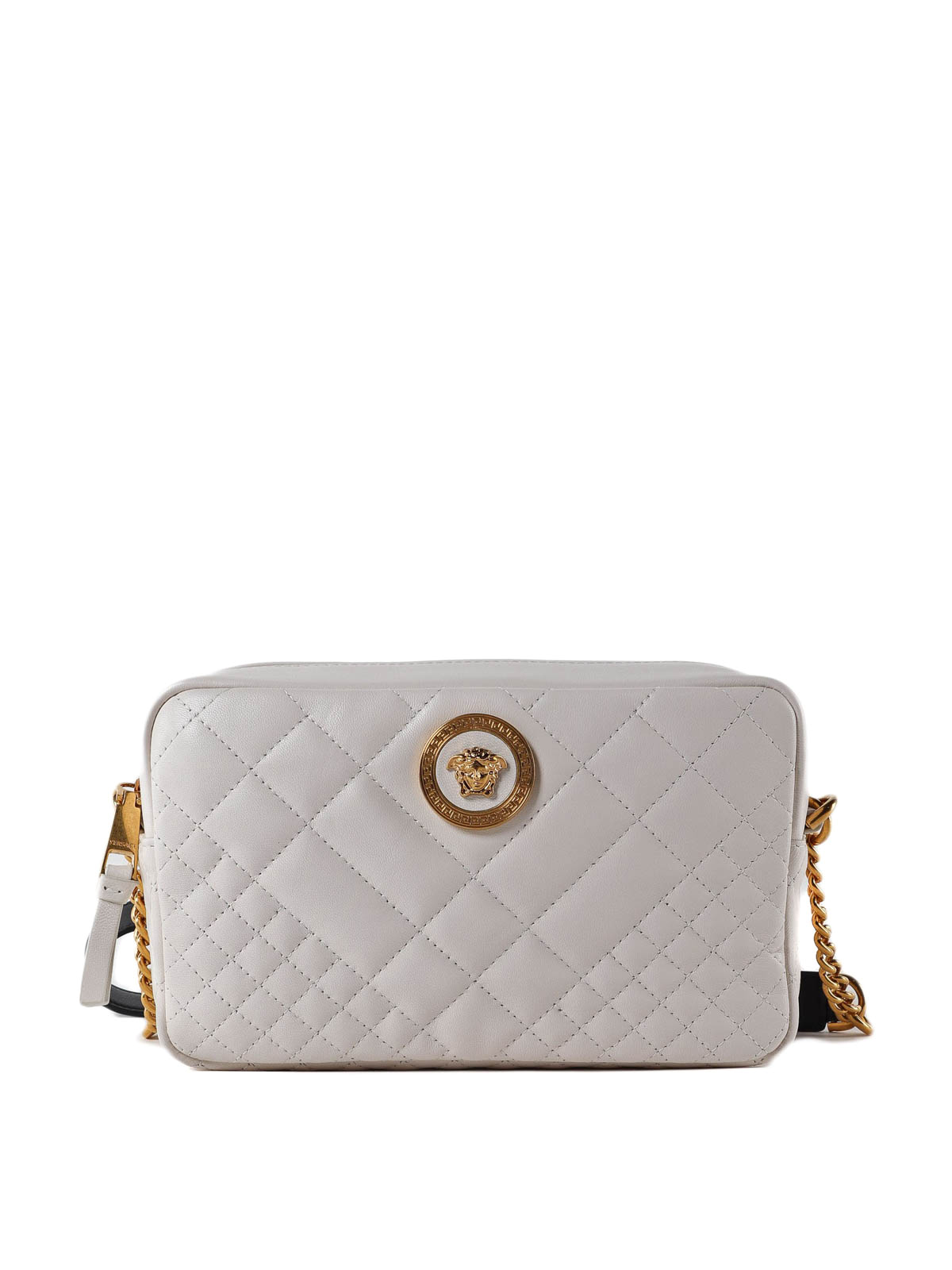 Versace Quilted Medusa Crossbody Bag in White