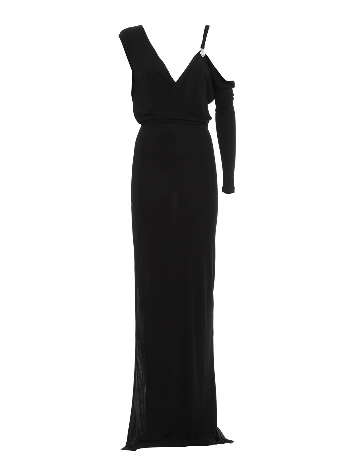 versace long evening dresses Versace Leather Lace-Embellished Evening Gown main image 1