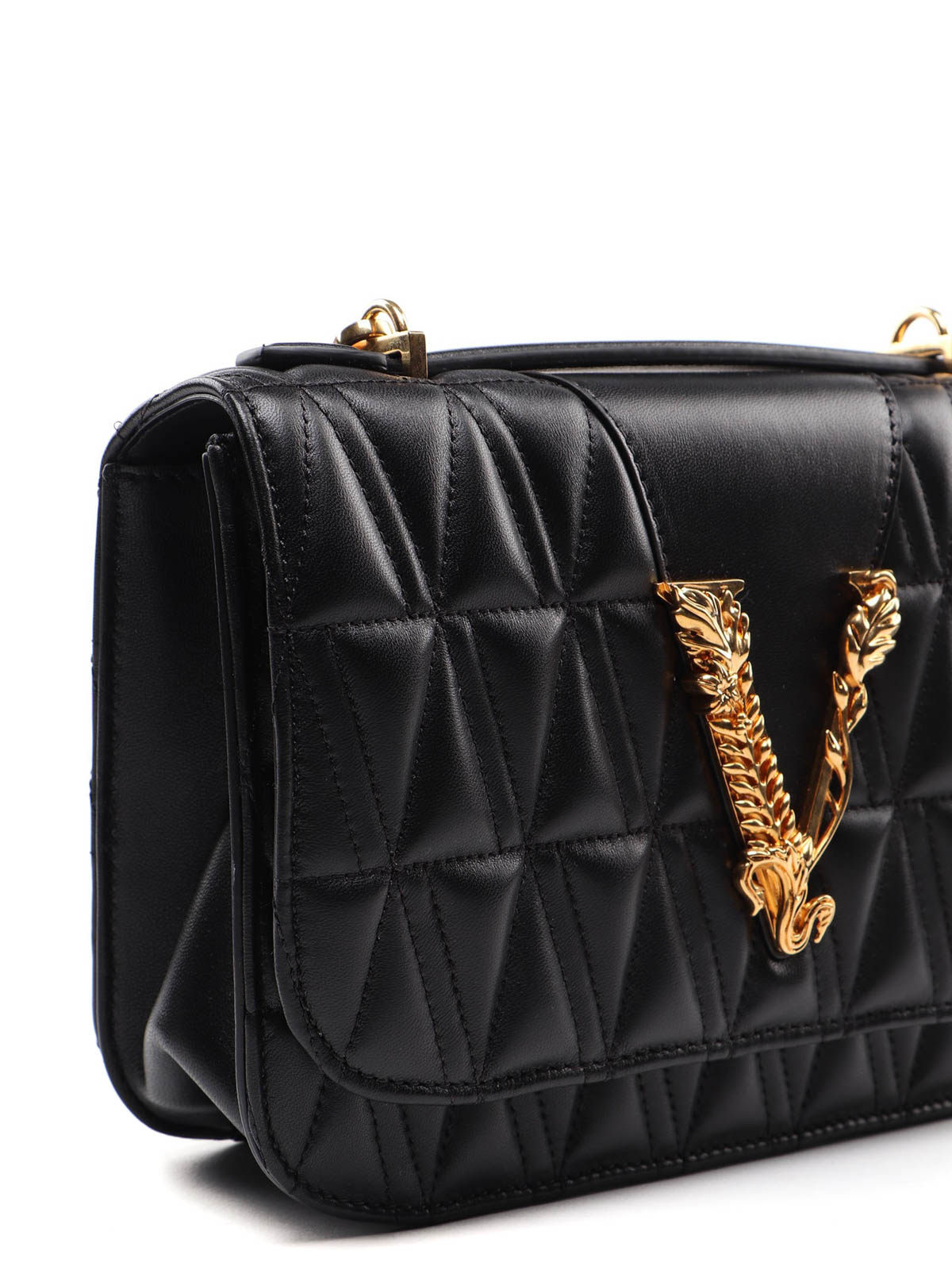 Versace Virtus Quilted Leather Tote Bag in Black
