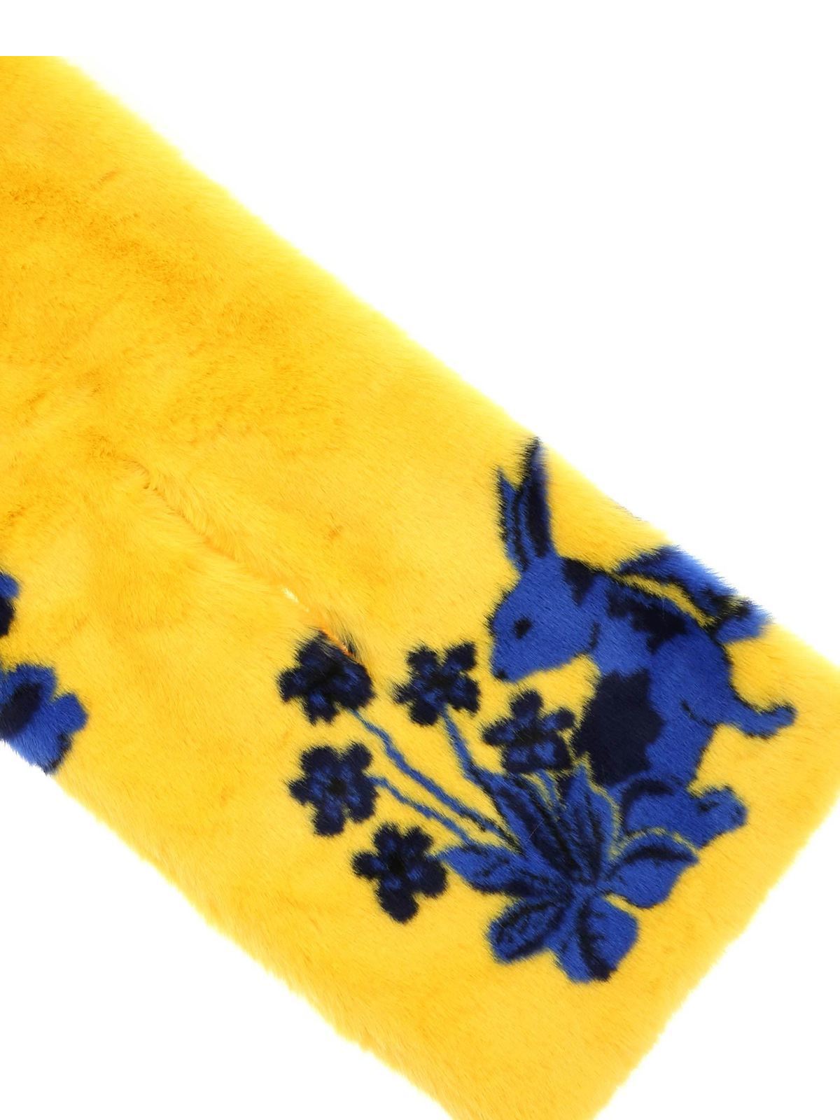 Shop Vivetta Eco-fur Stole In Yellow And Blue In Amarillo