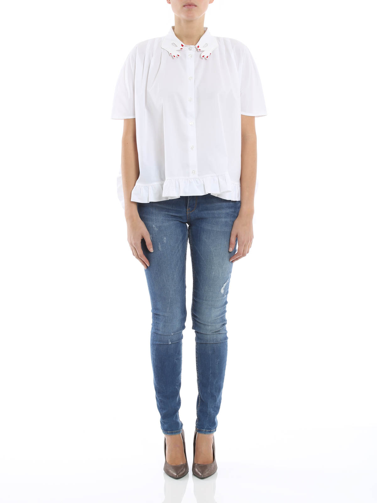 Vivetta Karine ruffled cotton shirt - White - Women|VV228001