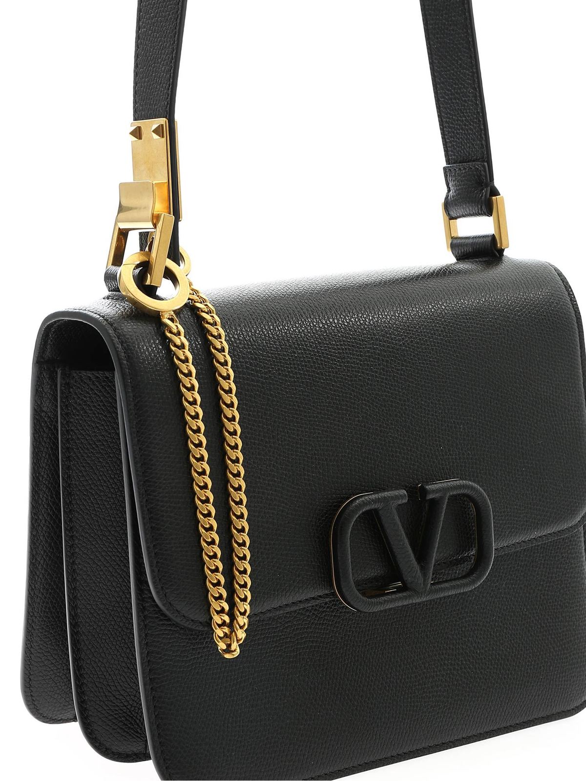 Valentino Black Leather Small VSling Shoulder Bag Valentino