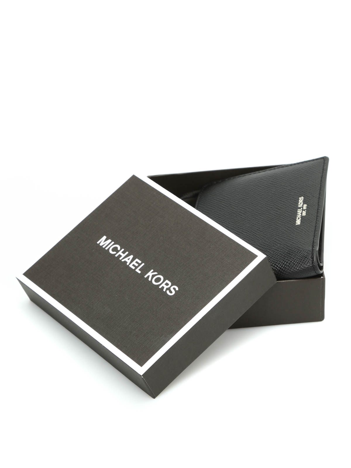 Shop Michael Kors Saffiano Bi-fold Wallet In Black