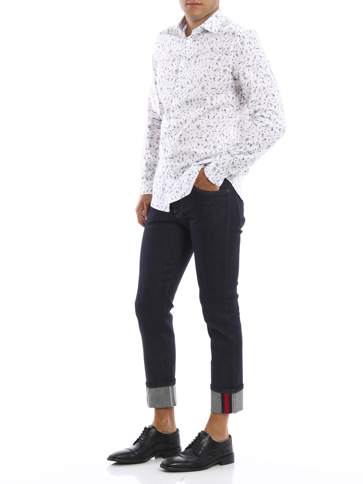 Gucci Web detailed jeans - Dark Blue - Men | 430368XR188