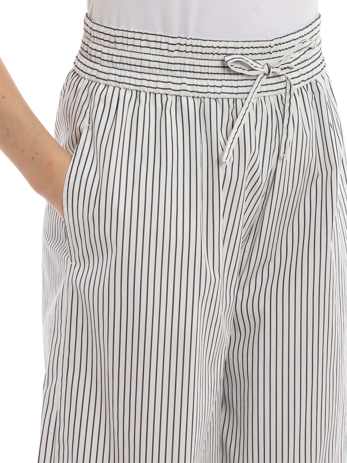 Weekend Max Mara Nigra white and blue wide leg trousers|51311191000006 display picture 1