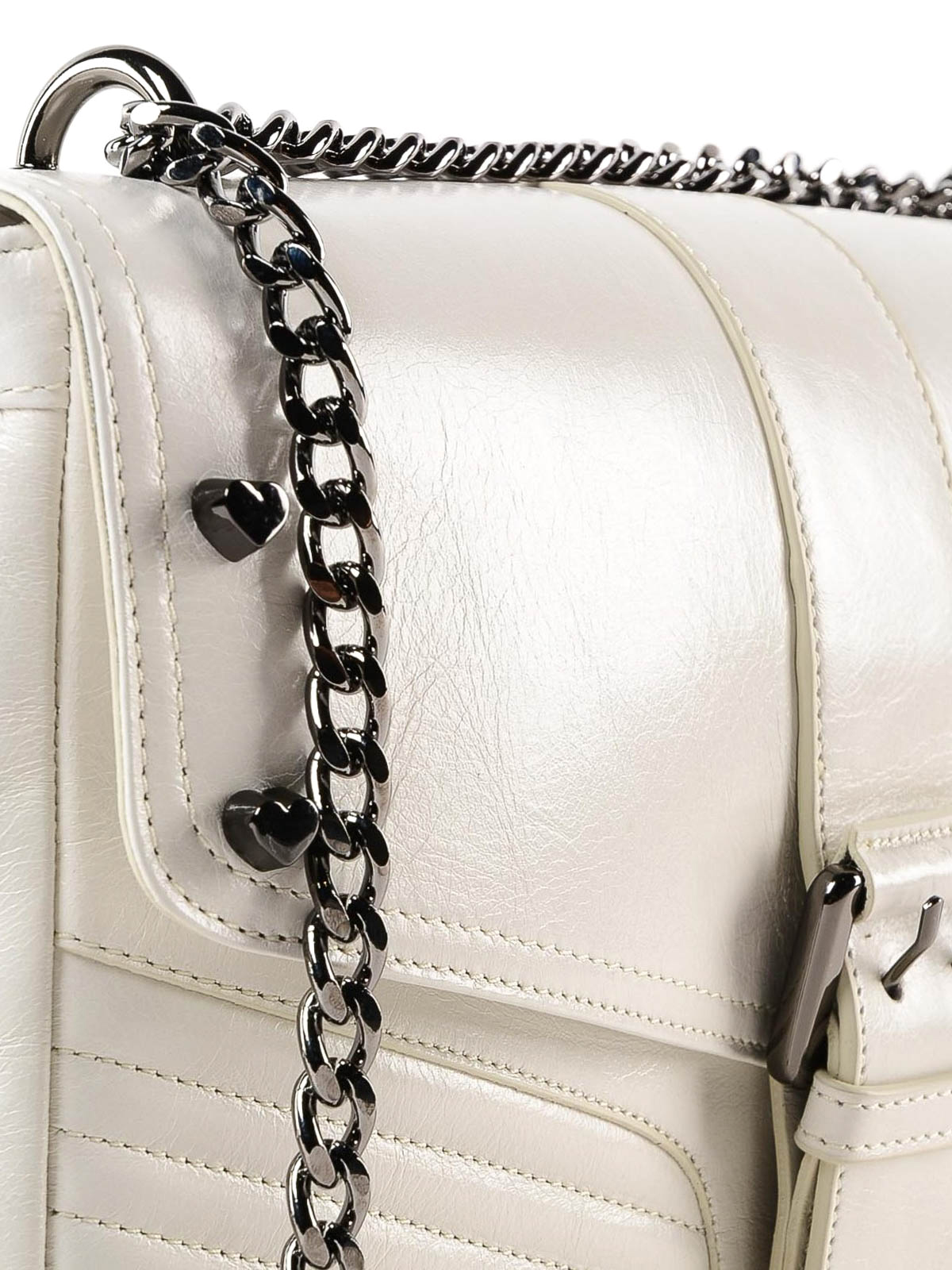 Cross body bags Twinset - White crackle leather cross body bag -  191TA7233282