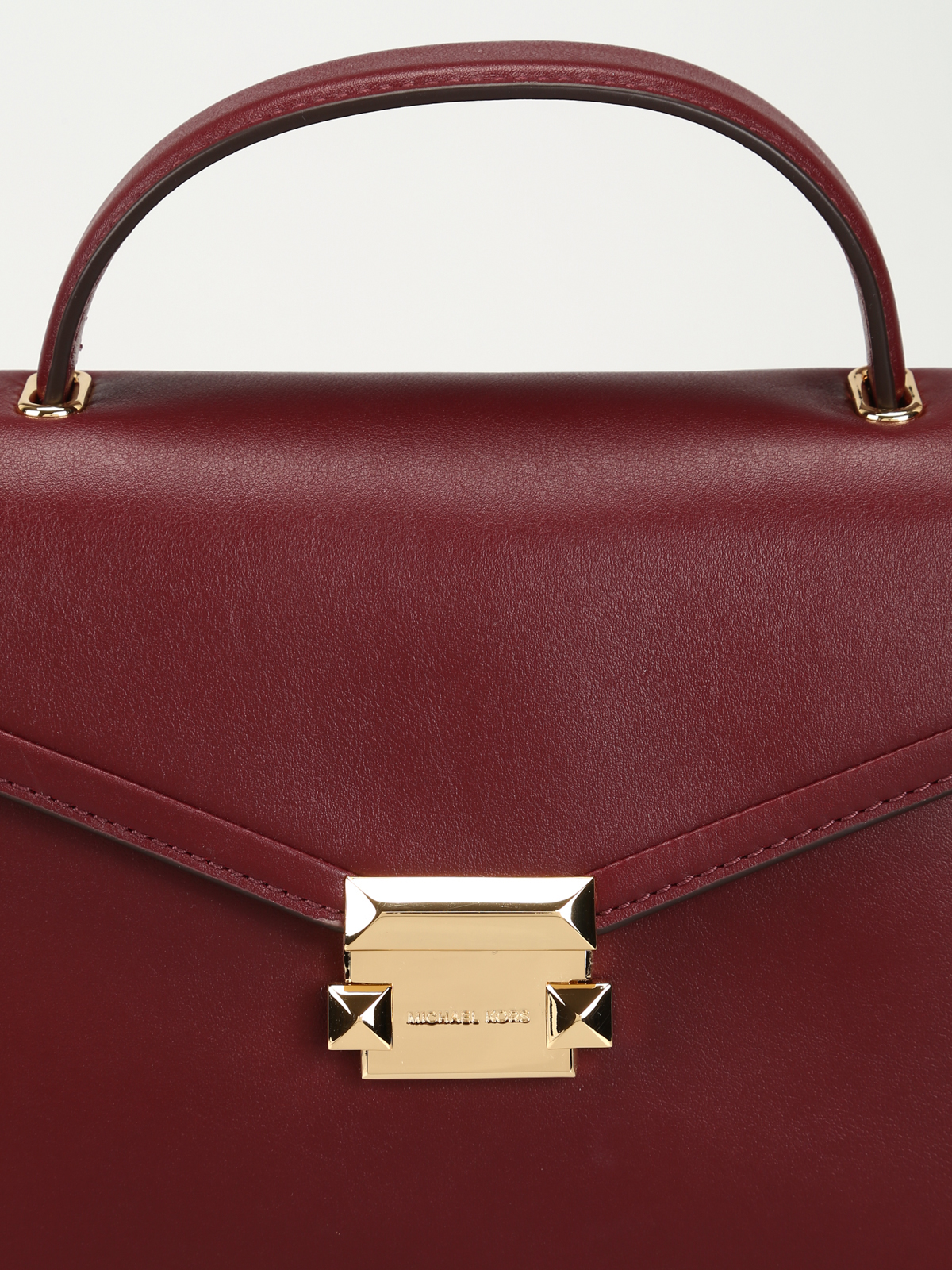 MICHAEL Michael Kors Whitney Medium Top Handle Satchel Bag In Oxblood  Calfskin in Red