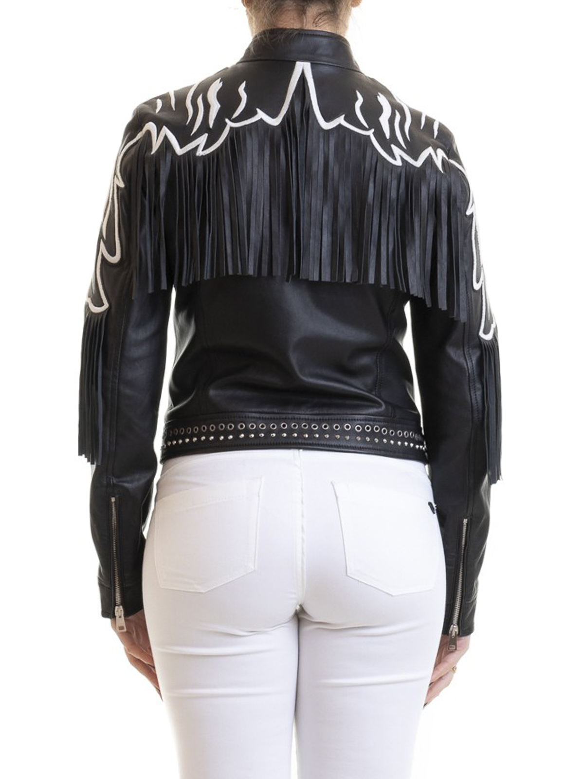 Valentino Red Wings embroidery leather jacket | SR3NA01I4BN0NO