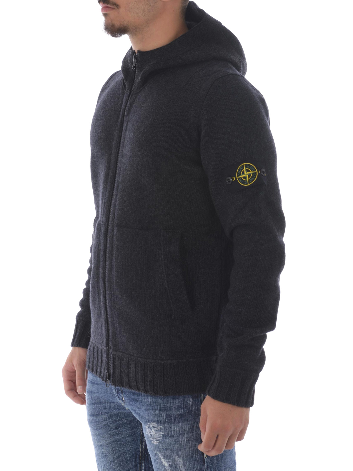 Stone Island Wool blend hooded zipped jacket - Men|525A3V0065