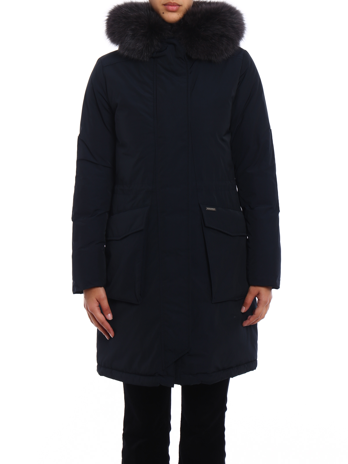 Woolrich Military fur trim down blue parka|WWCPS2476SM20324