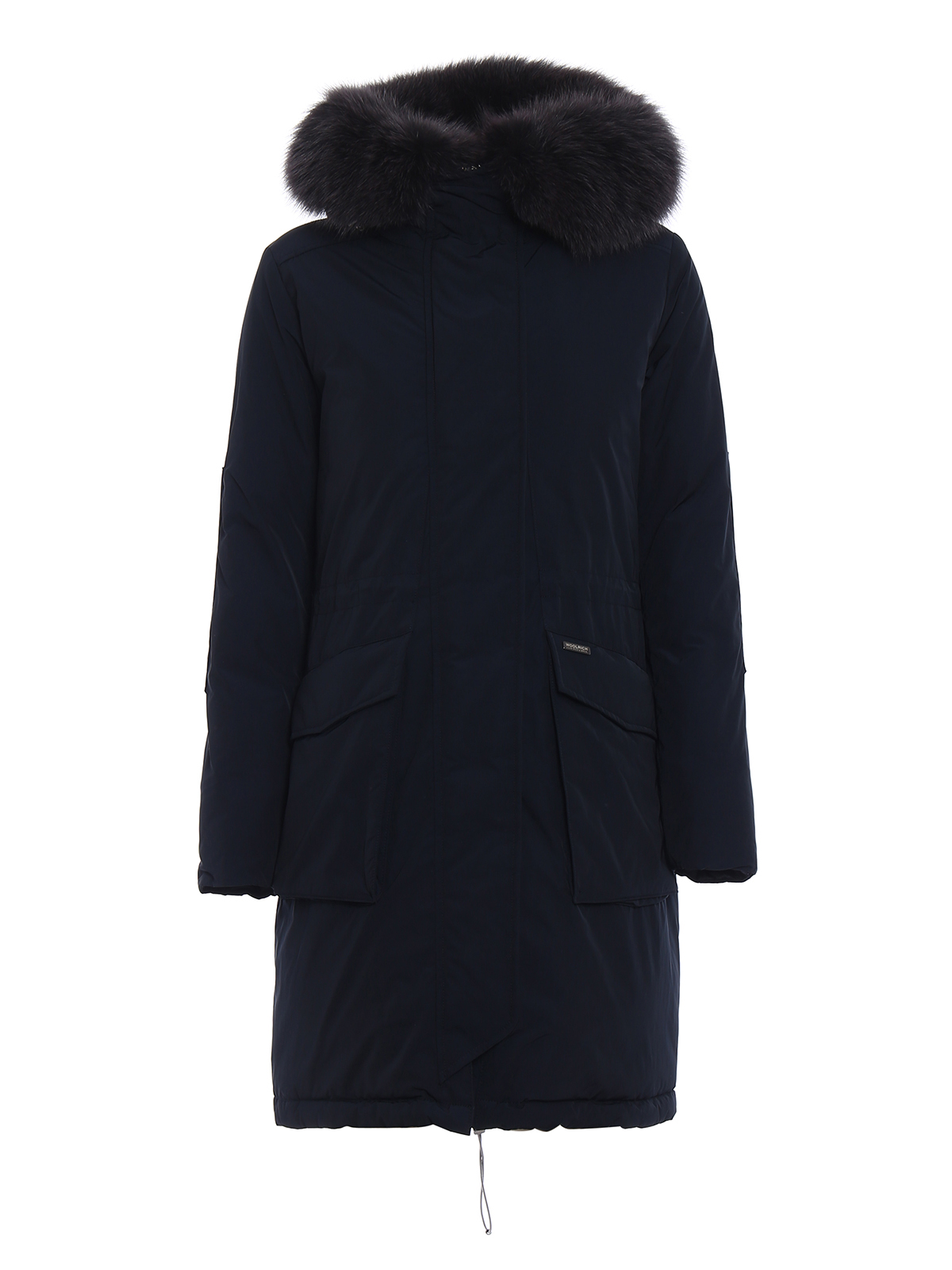 Woolrich Military fur trim down blue parka | WWCPS2476SM20324