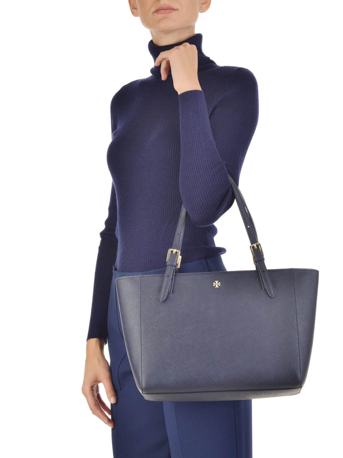 Tory Burch York Small Buckle Tote in Blue