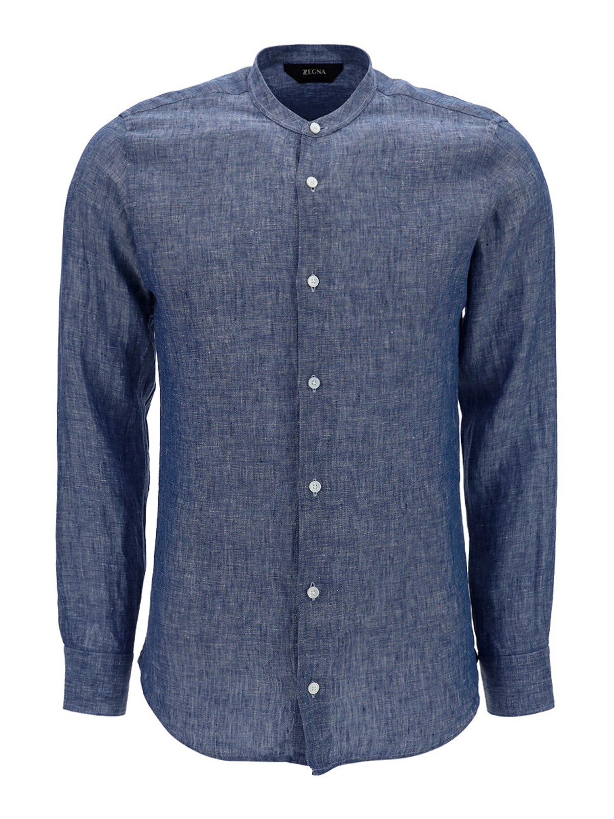 Z Zegna Linen Mandarin collar shirt - Blue - Men|905402ZCSG1G