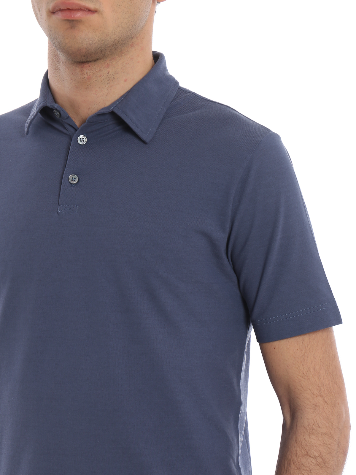Shop Zanone Blue Cotton Polo Shirt In Azul
