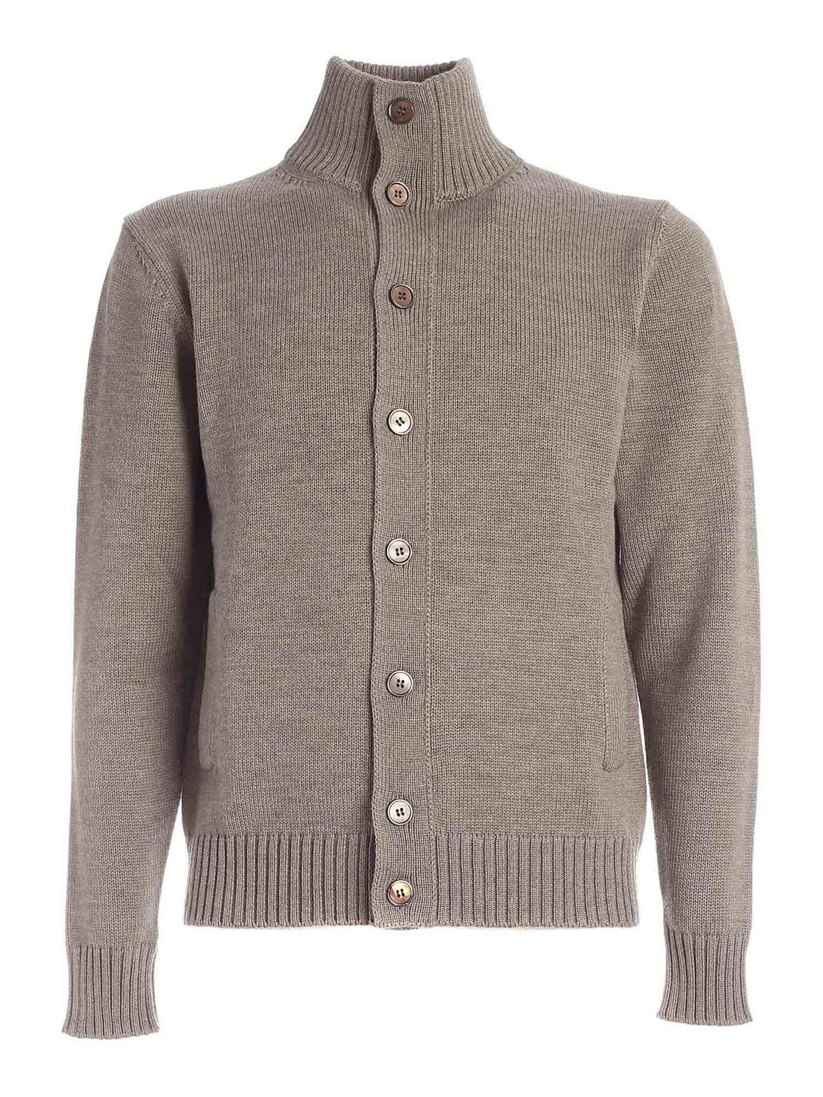 Zanone Turtleneck cardigan in dove grey color|812397Z0229Z2873