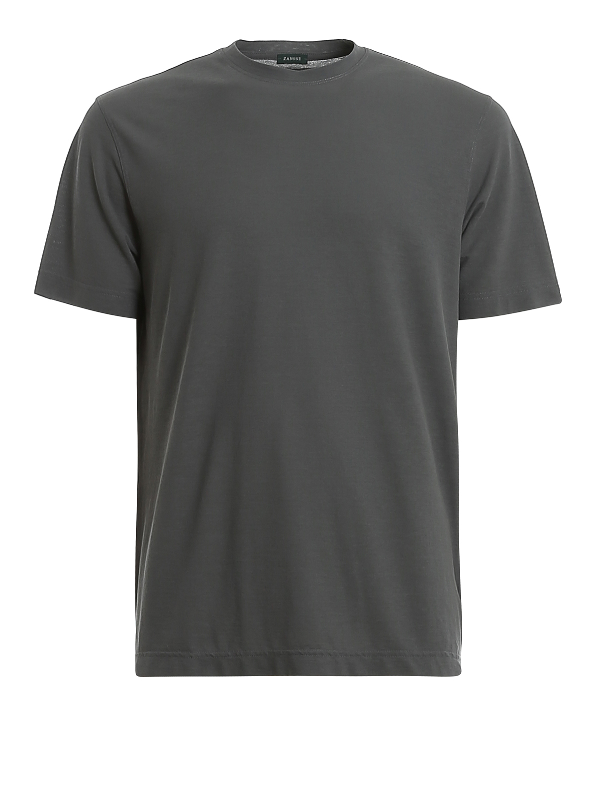 Zanone Grey Crew Neck Jersey T-shirt In Dark Grey