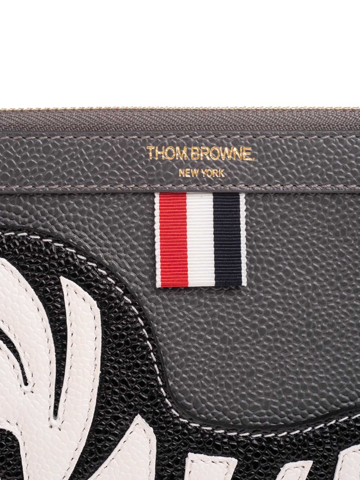 THOM BROWN ポーチ Thom Browne Zebra patch pouch in grey - Grey | MAC110A00198035