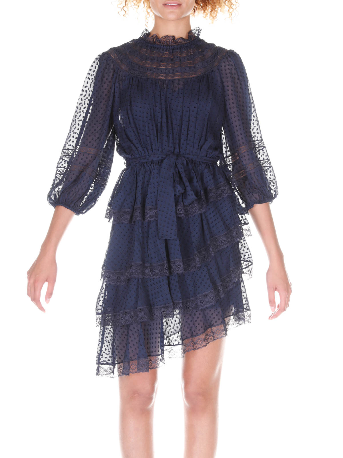 Zimmermann Chiffon silk-viscose blend dress - Dark Blue|6936DSAB